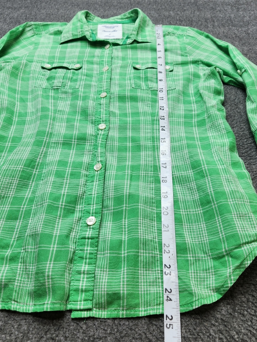American‎ Eagle Plaid Shirt Womens 4 Green Cotton Button Up - Picture 2 of 7